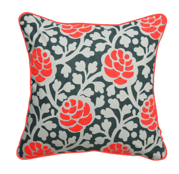 Orange Rose Floral Weave Magic Pillow Case
