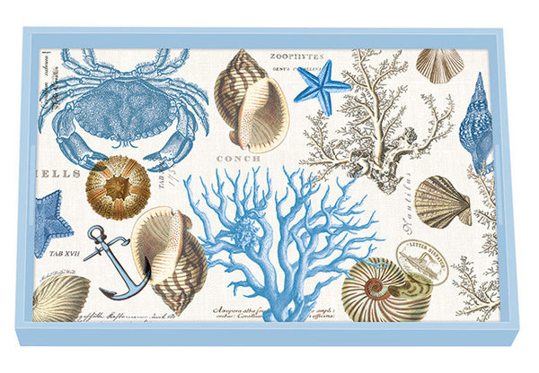 Seashore Decoupage Wooden Vanity Tray